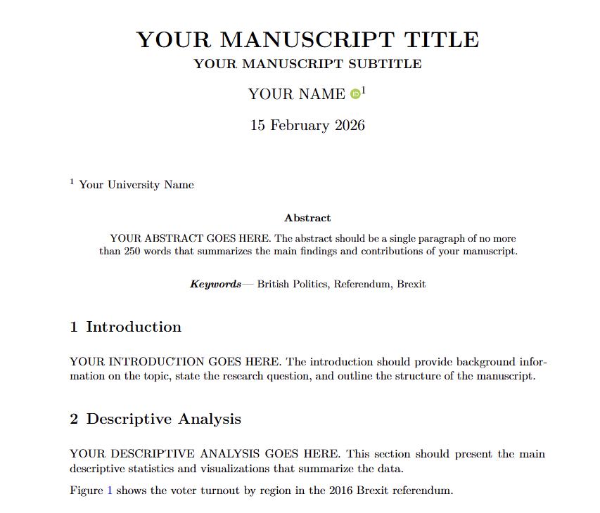 Custom Quarto PDF template